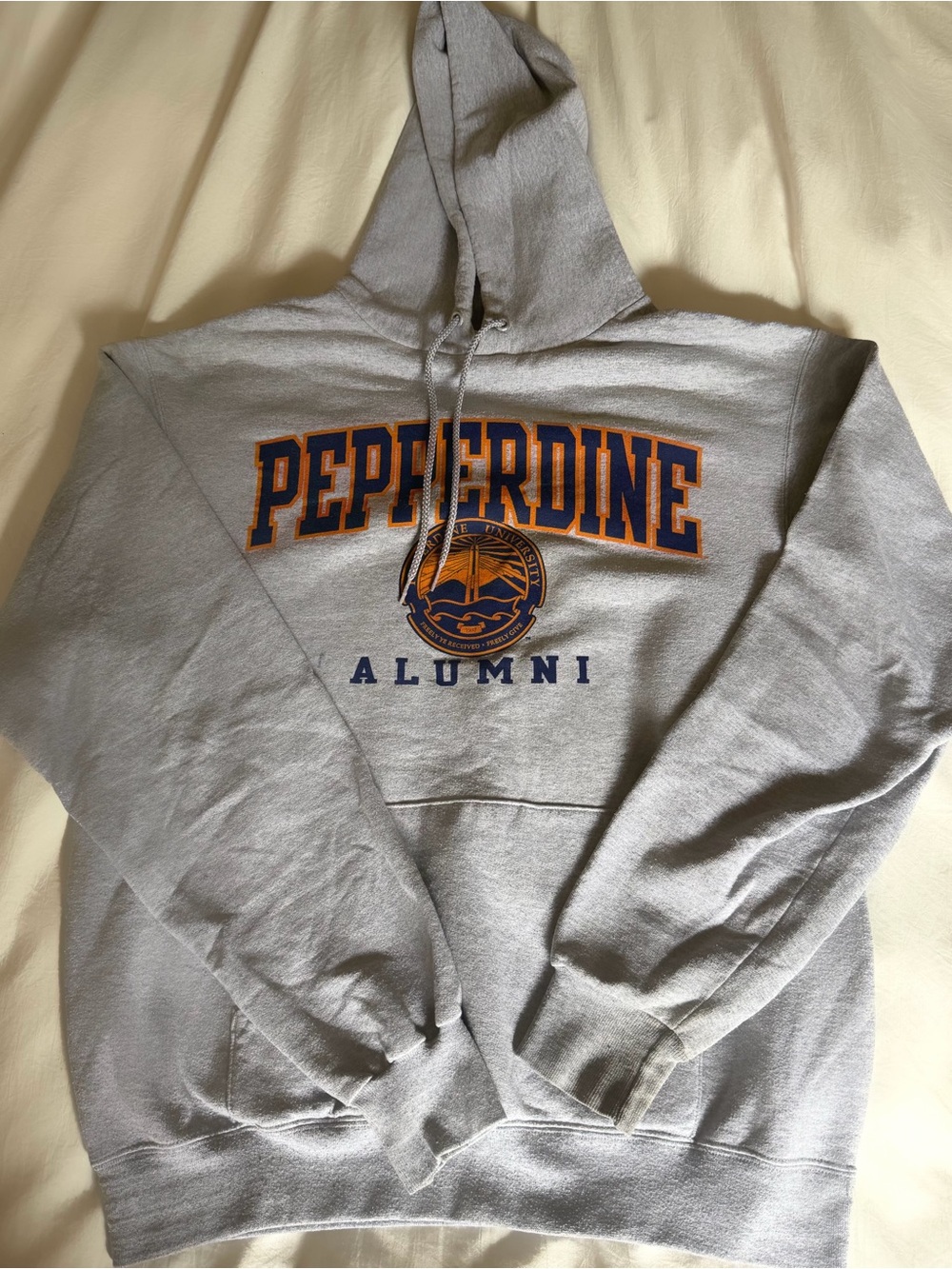 Champion Gray Pepperdine Alumni Hoodie with Orange & Navy Logo